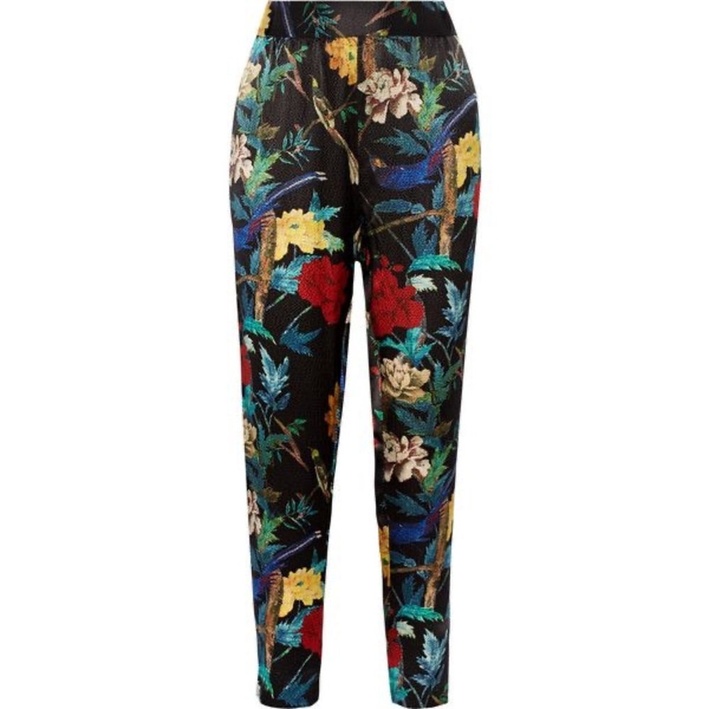 Alice + Olivia Silk Tapered Floral Pant
